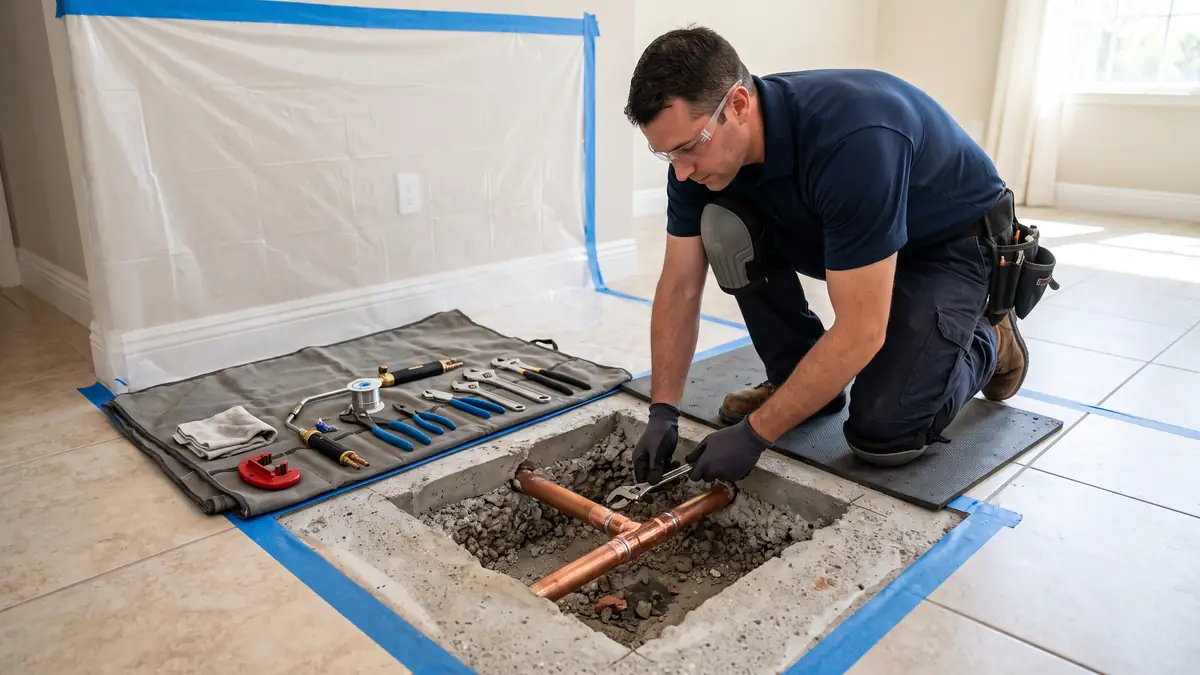 Leak under the slab, a sign that calls for slab leak detection and repair